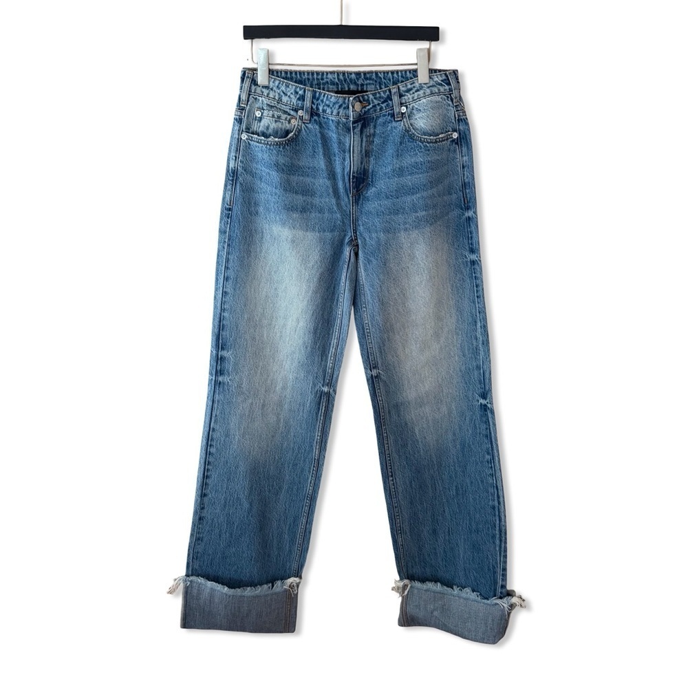 SER.O.YA Margot cuffed boyfriend jeans Light Blue wide leg $328 sz 26 - Picture 6 of 12